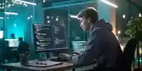 Programador trabajando con código PHP